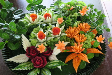 フルーツカービング　タイ　花