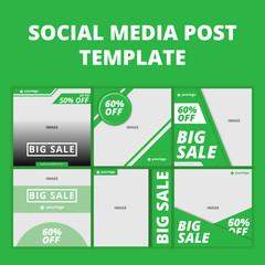 green social media post template design vector