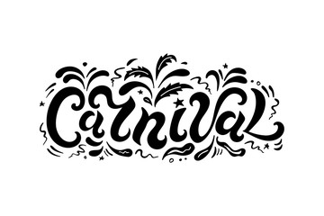 Handwritten lettering Carnival isolated on white background for headline, logo, sticker. Vector illustration for invitation, banner, web, poster, flyer.