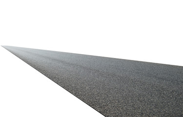 Straight asphalt road isolated on white background with clipping path.