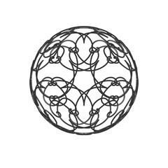 Sphere ball circle 3 d grid lines Ornate floral ornament pattern Design element artifact game abstract 3d grid line pattern ball shape sphere on white background Vector ethnic 3d circle grid