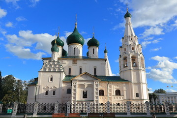 Orthodox cathedral on a background of blue sky on a sunny day.