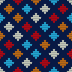 Seamless knitted pattern. A warm sweater. Knitted rectangles. Can be used for wallpaper, textile, invitation card, wrapping, web page background.