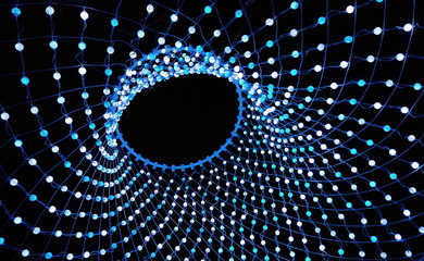 Colorful lights in a circle shaped net