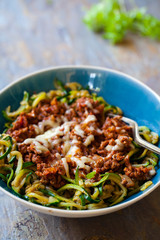 Zucchini spaghetti with beef bolognese
