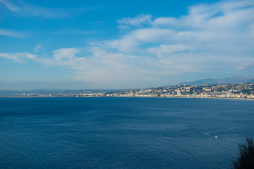 Fototapeta na wymiar Panoramic View over Nice and Coastline in Provence-Alpes-Côte d'Azur, France.
