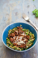 Zucchini spaghetti with beef bolognese