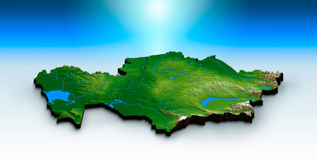 3D map of Kazakhstan, Kazakhstan island