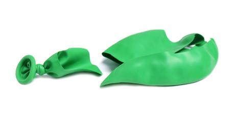 Popped color air balloon on white background