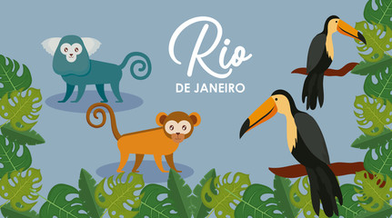 carnival rio janeiro card with exotics animals