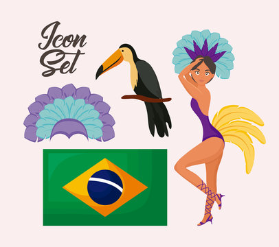 carnival rio janeiro set icons