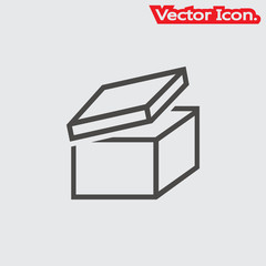 open box icon isolated sign symbol and flat style for app, web and digital design. Vector illustration.