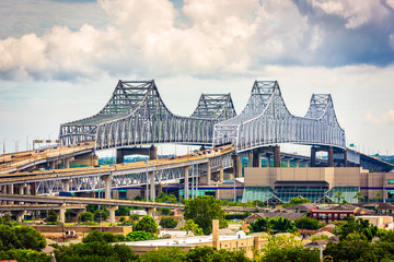 New Orleans, Louisiana, USA at Crescent City Connection Bridge.