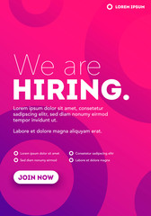 We are Hiring, Join Our Team, Poster or Banner Design. Job Vacancy Advertisement Concept.