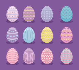 set of eggs for happy easter day