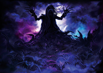 Lord of the bats/Illustration polymorph vampire turning into bats