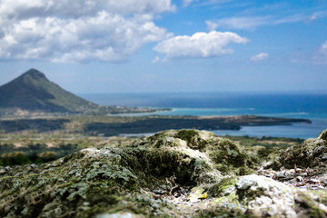 Desk of free space and Madagascar landscape 