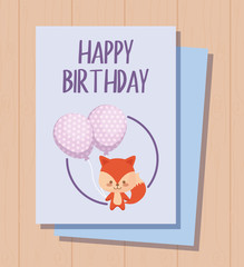 happy birthday card with cute fox