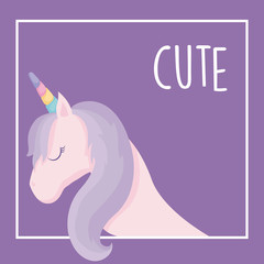 cute unicorn with frame icon