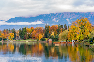 Beautiful autumn landscape around Lake Bled