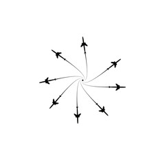 The planes flies on the line. Tourism and travel. The waypoint is intended for a tourist trip. and his track on a white background. Vector illustration