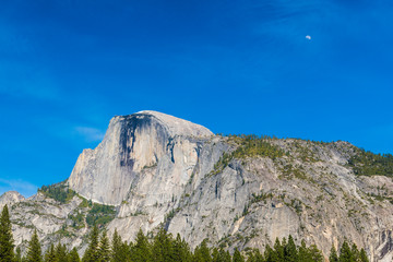 Half Dome with Moon