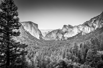 Yosemite Valley at Dusk B&W