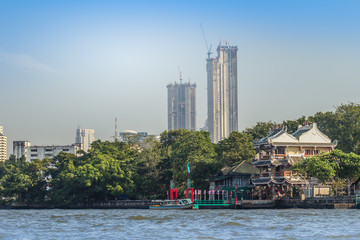 Beautiful Bangkok cityscape view from Chao Phraya River. Bangkok is the capital and most populous city of the Kingdom of Thailand, the world's top tourist destinations.