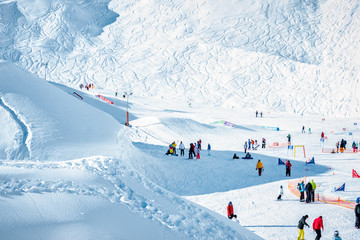 Innsbruck, Austria- December 30, 2012: People enjoying in the Alps Hafelekarspitze Karwendel snowy...