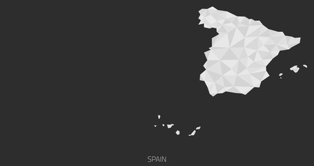 Spain polygonal map. Grayscale Spain travel map. Spain cartography background. Abstract Spain map.