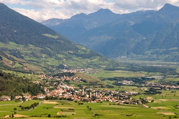 Blick auf Mals in Südtirol