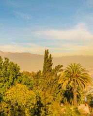 Fototapeta na wymiar Landscape at Top of San Cristobal Hill, Santiago de Chile