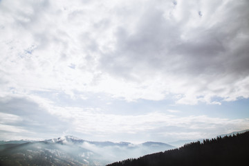 Winter landscape in the Carpathian mountains  with gutsul culture.