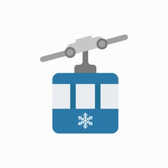 Ski cable lift icon for ski and winter sports. Funicular. Vector illustration. EPS 10.