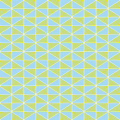 Hand drawn lime green and blue geometric mosaic design with doodle texture. Seamless vector pattern with organic summer vibe. Great for wellbeing products, packaging, giftwrap,fabric, stationery
