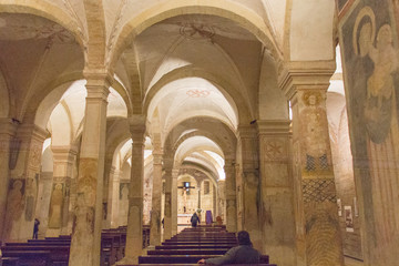 Fototapeta na wymiar Interior view of the lower church San Fermo Maggiore in Verona, Veneto, Italy.