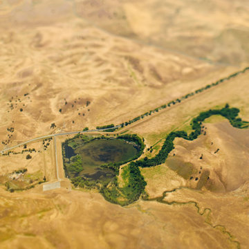 Aerial View of a Lake in a Rural Setting