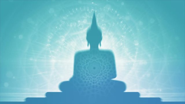 Buddha background animation loop. You can use it for a technology, stage, communication or social media background. Seamless loop. 