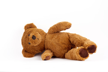soft toy bear on white background