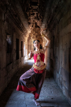 Absara portrait in Phanomrung Historical Park, the ancient castle in Burirum, Thailand