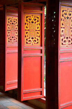 Doors at  Ngoc Son Temple, Hanoi, Vietnam
