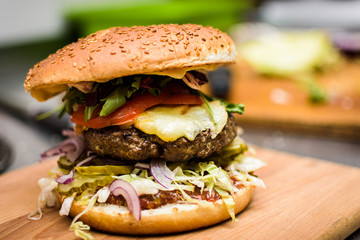 burger with oscypek cheese