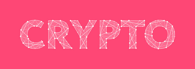 Crypto headline logo design made of dots and thin lines