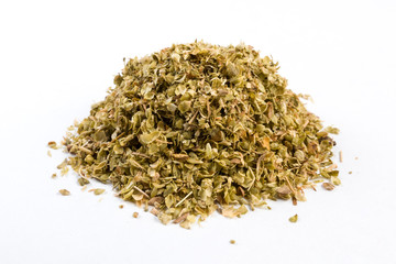 oregano herb heap isolated on white background