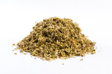 oregano herb heap isolated on white background