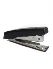 Stapler, or stapler on a white background - a device for fastening sheets of paper with metal clips.
