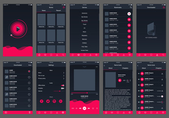 audio book ui design app - obrazy, fototapety, plakaty