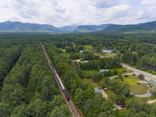 Conway Scenic Railroad in White Mountain National Forest, Bartlett, New Hampshire, USA.