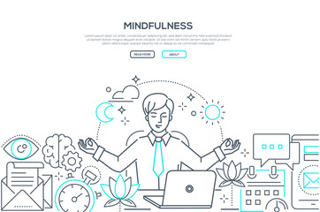 Mindfulness - modern line design style web banner
