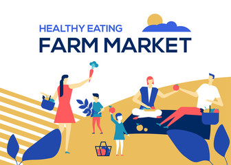 Farm market - flat design style colorful illustration